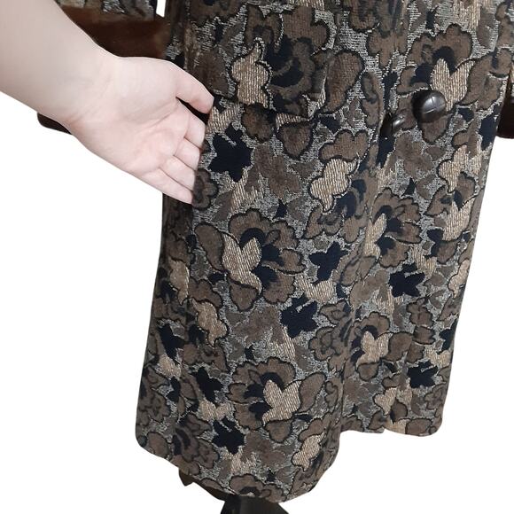 Vintage 70s Penny Lane FUR Mod Carpet Coat Sheared Beaver Damask Tapestry Hippie - Picture 6 of 16